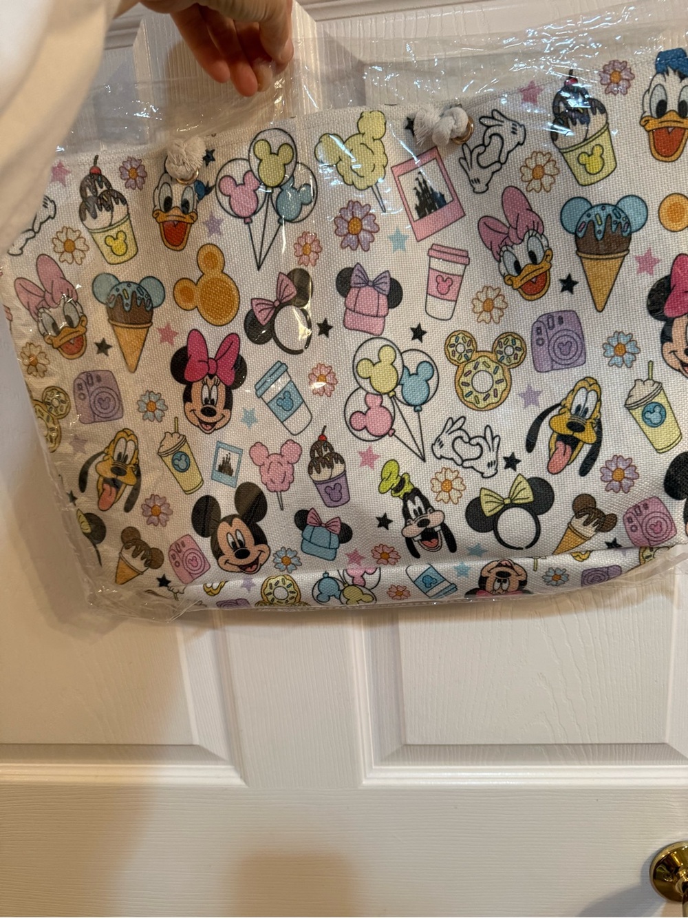 Disney Tote Bag - White with Pink, Blue, Yellow & Black Accents
